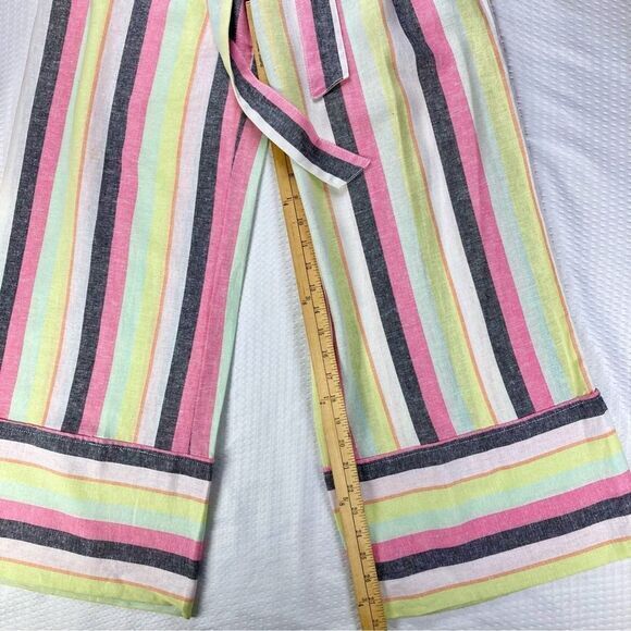 Cato Linen Wide Leg Pants Women S Multicolor Striped Summer Breathable Relax Fit - Picture 8 of 10